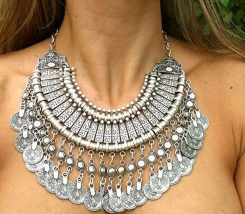 Boho Retro Silver Punk Gypsy Turkish Coin Collar Necklace Festival Ethnic Tribal Ebay 1318