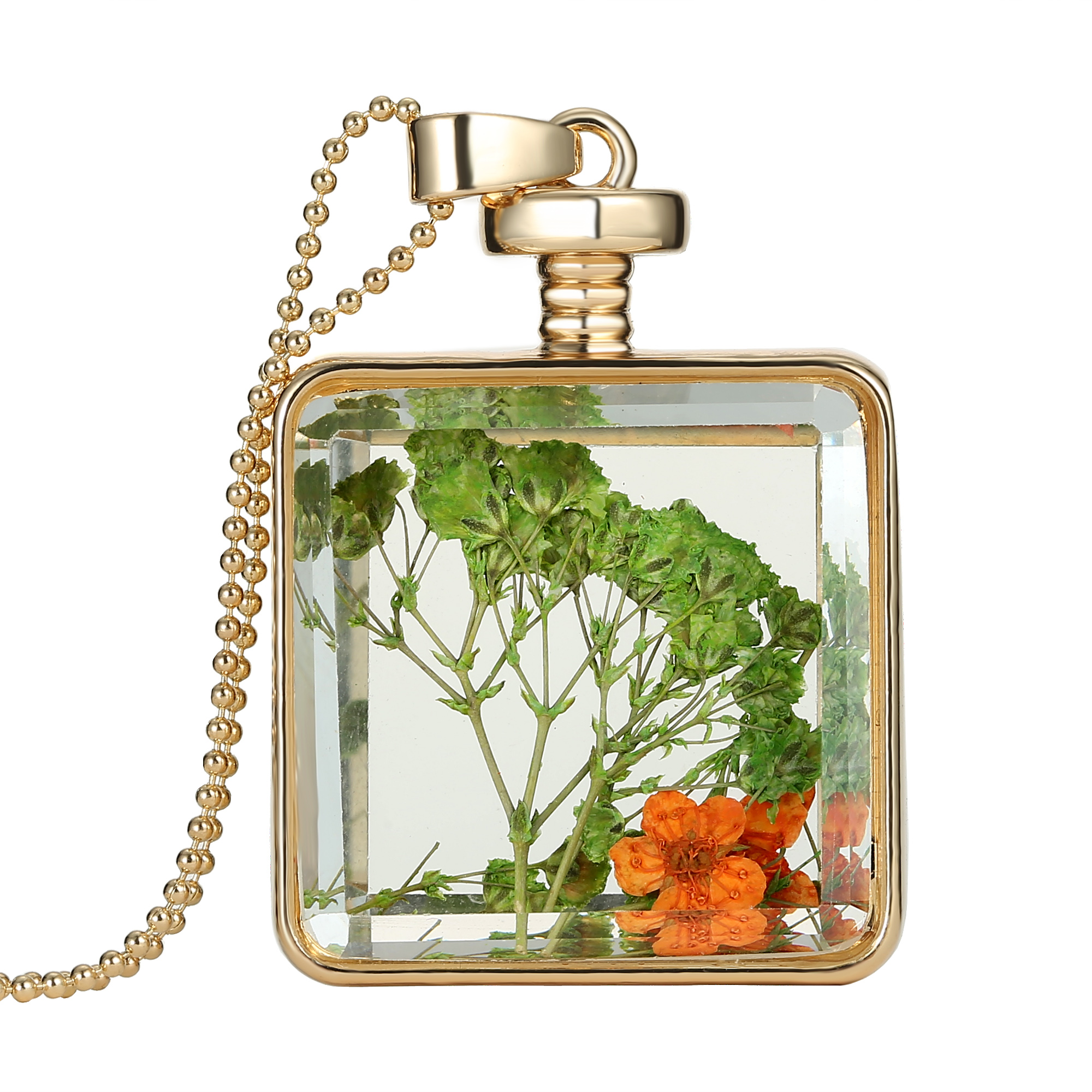 Clear Resin Fashion Dried Real Flowers Pendant Charms Locket Necklace Jewellery eBay