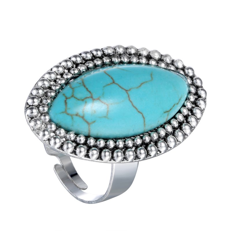 ... Tibetan Silver Turquoise Round Ring Women Party Ring Fashion Jewelry