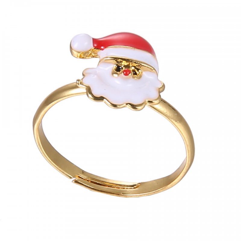 Handmade Rings Christmas Santa Claus Tree Snowman Lucky Deer Gold Ring