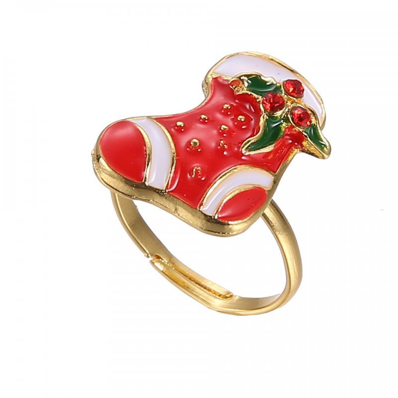 Handmade Rings Christmas Santa Claus Tree Snowman Lucky Deer Gold Ring