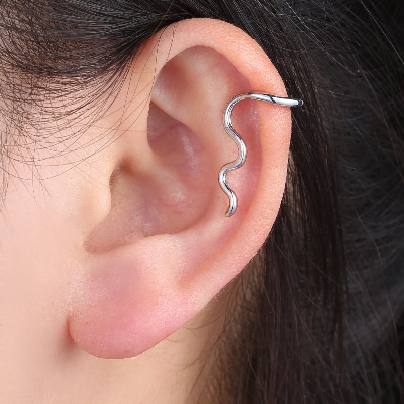 New Cartilage Piercing silver wave Lightning Earring Ear Stud Threader