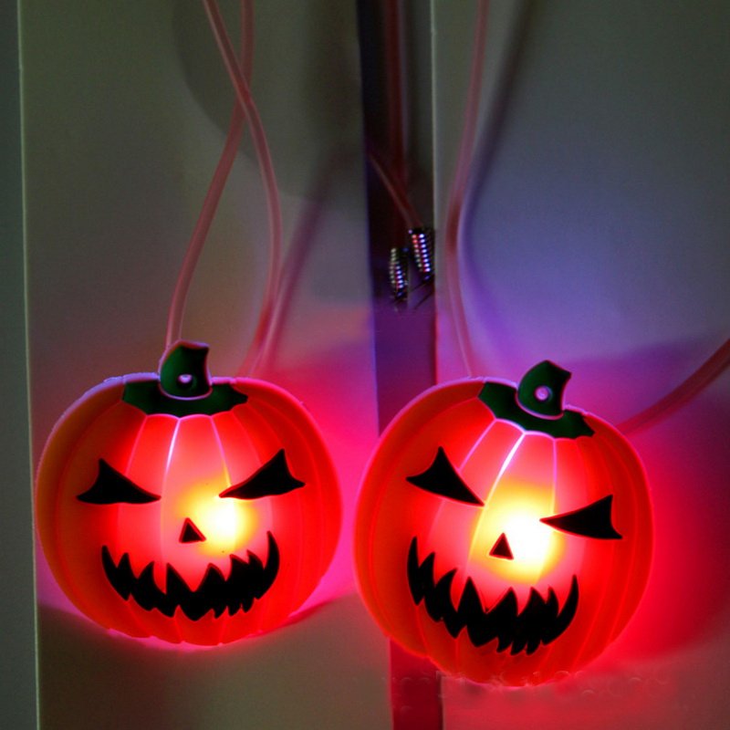 halloween pumpkin skull bone flashing led luminous necklace
