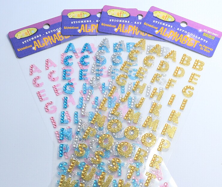Crystals Glitter Alphabet Letter Stickers Self Adhesive DIY ABC AZ
