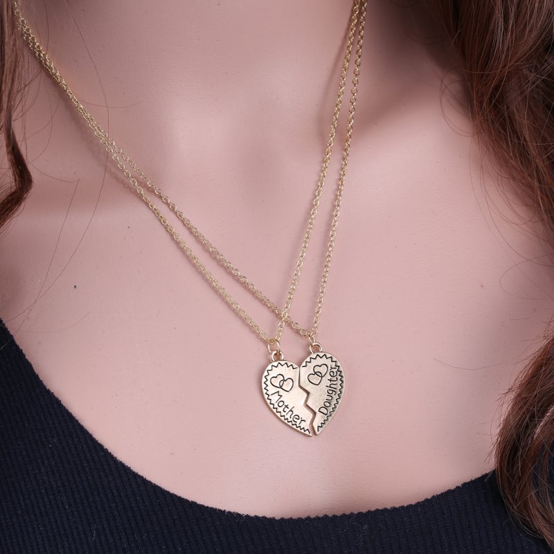 CUTE MOTHER DAUGHTER HEART NECKLACE SET MUM MOM PENDANT GIFT FAMILY ...