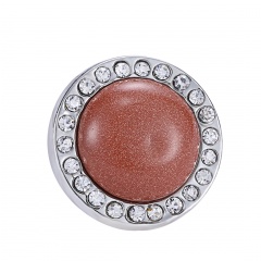 Inlay Gemstone With Rhinestone Button Accessories Brown