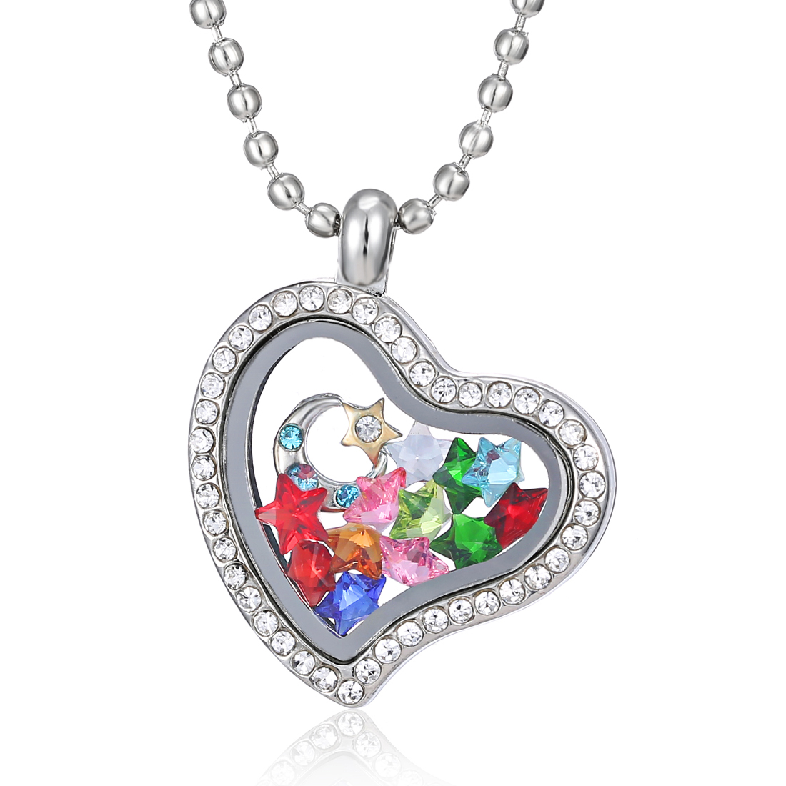 Chic Living Memory Floating Glass Love Locket Charms Necklace Pendant ...