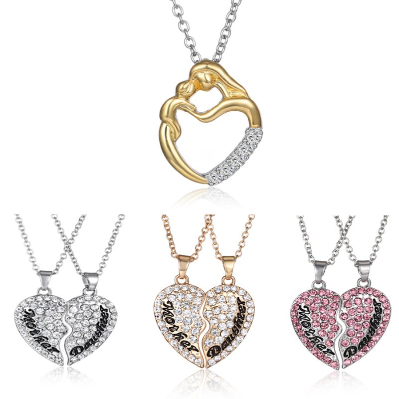 HOT MOTHER DAUGHTER HEART NECKLACE SET MUM MOM PENDANT GIFT FAMILY GRIL ...