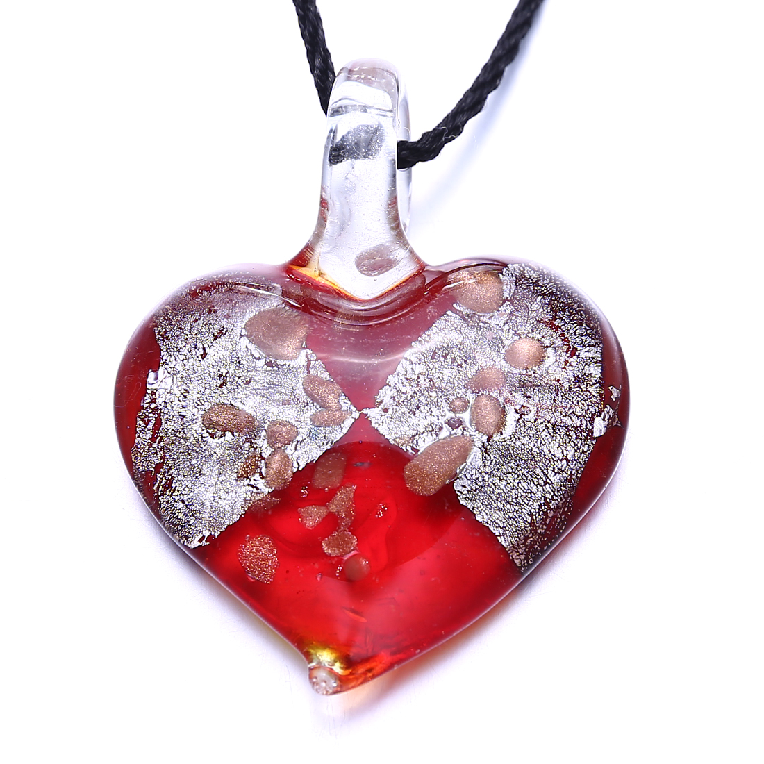 Women Heart Flower Lampwork Murano Glass Pendant Necklace Charm Jewelry Gift Hot
