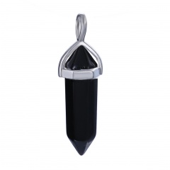 Fashion Gemstone Black Diamond Charm Pendant Necklace Black