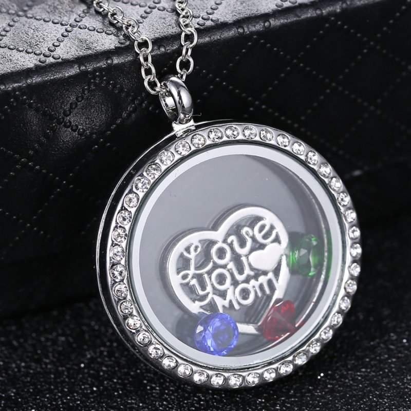 5pcs Silver Floating Charms Glass Crystal Round Locket Bracelets Free Shipping