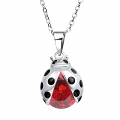Fashion Women Crystal Zircon Heart Choker Pendant Necklace Chain Jewelry Ladybug