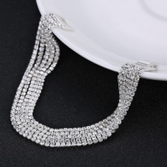 Rinhoo Hot Silver Bracelet Rhinestone Women Shine Crystal Bridal Bangle Delicate Wedding Simple Jewelry Gift multilayer