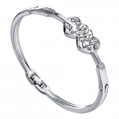 boutique fashion heart rhinestone bracelet silver bange jewelry heart
