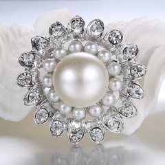 pearl brooch crystal Flower brooches gift woman Girl bridal wedding Jewelry flower2