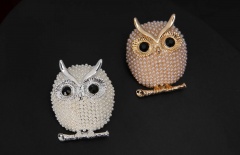Rinhoo Pearl Brooches Owl Animal Brooches For women Party Accessories wedding Decoration Jewelry Brooch Silver
