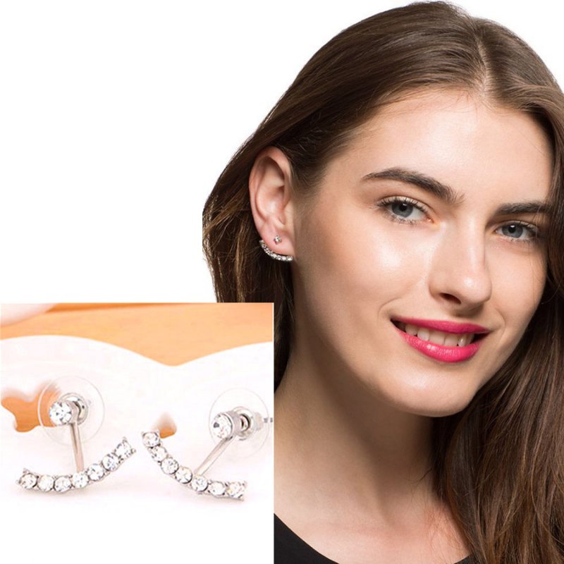 jewelry fashion women charm rhinestone ear stud silver plated