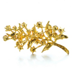 Rinhoo Flower Brooch Gold color Brooch For women Big Crystal wedding accessories Romantic gift plant