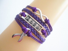 Rinhoo Vintage Fashion Infinite Multilayer Leather Bracelets Love Handmade Adjustable Wristband for Women Great Accessory Jewelry Gift Decorations purple