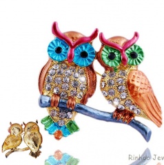 Rinhoo Fashion Formal Jewelry Brooch Pins Rhinestone Crystal Birds Popular Gifts women brooches wedding brooch jewelry Owl