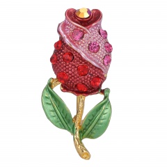 Rinhoo Rose flower women flower Brooch pins Lover Brooches For women Crystal Brooch jewelry accessories Modern Girl gift Rose flower