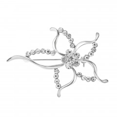 Rinhoo Flower Brooch pins Crystal Brooches For women Clothing Decoration Fashion Beautiful Jewelry Plant Flower Trendy Brooches Silver