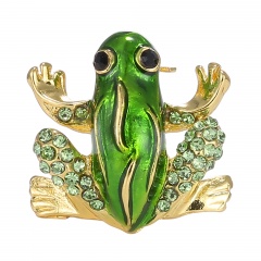 Rinhoo Rhinestone Pins Brooches Animal Brooches For Women Small Fashion Jewelry Lovely Crystal Frog Brooches frog-green