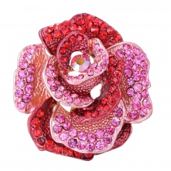 Rinhoo Retro Antique Gold Color Plated Crystal Rhinestones Flower Pins and Brooches for Women Party Bouquet Brooch Pins red
