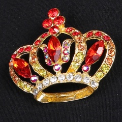 Rinhoo blue brown Gold Crown Brooch star Princess Crown Brooch For women wedding jewelry accessories gift Crown1-red