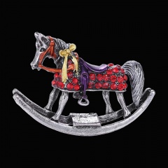 Rinhoo Merry-go-round Carrousel animal Trojan Rotate Vaulting horse Brooch For women Trendy animals Brooches pins Trojan