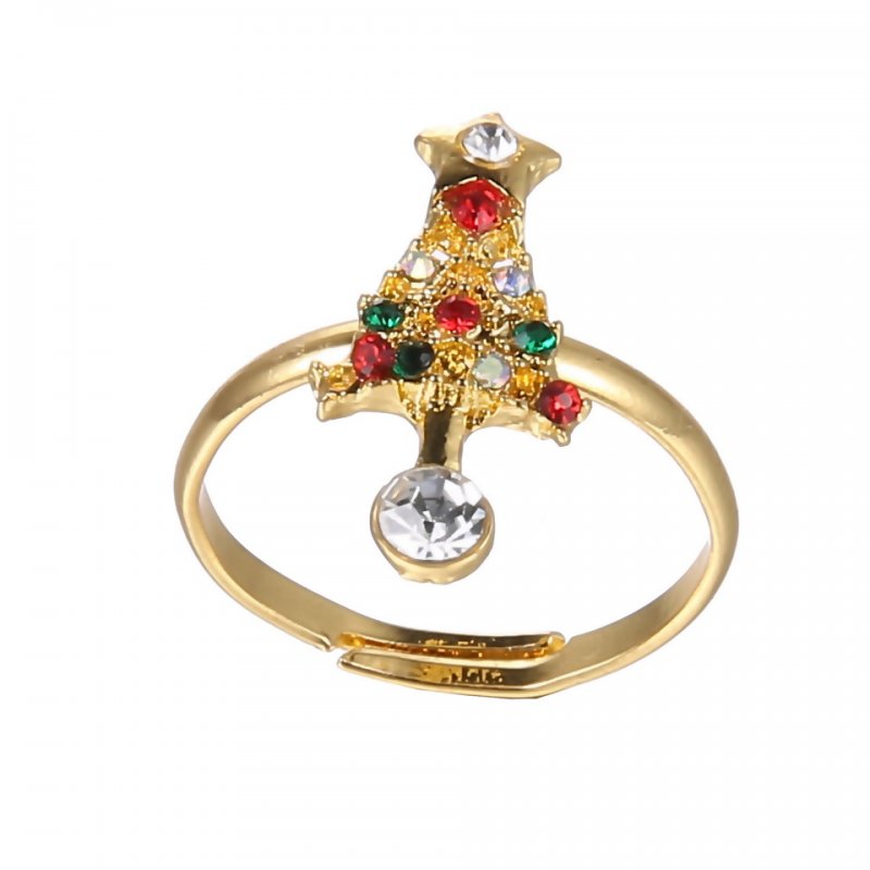 Handmade Rings Christmas Santa Claus Tree Snowman Lucky Deer Gold Ring ...