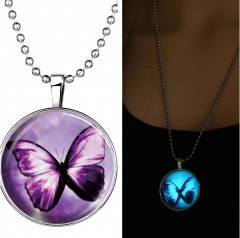 Steampunk Glow in the Dark Glowing Butterfly Bird Pendant Necklace Stainless Steel Chain Jewelry Gift Dragonfly