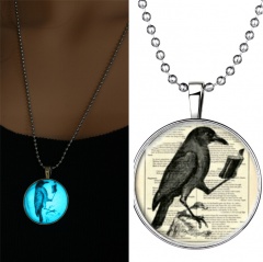 Steampunk Glow in the Dark Glowing Butterfly Bird Pendant Necklace Stainless Steel Chain Jewelry Gift Bird
