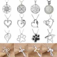 Fashion Crystal Animal Dog Paw Cross Pendant Necklace Womens Jewellery Gifts Circle