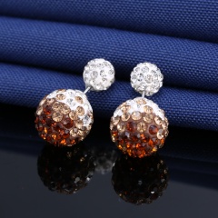 Fashion Ball With Stone Earring Fine Stud Earrings Clay Rhinestone Earring Jewelry Brown