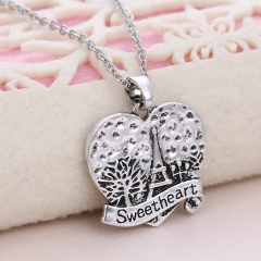 Sweetheart Fashion Silver Alloy with Rhinestone Pendant Necklace Jewelry Flower