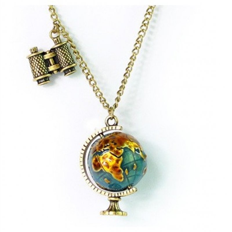 Fashion Vintage Globe Binoculars World Travel Pendant Necklace Womens Men Gift - Globe Necklace Pendant Fashion Vintage Globe Binoculars World Travel Pendant Necklace Womens Men Gift - Globe Necklace Pendant