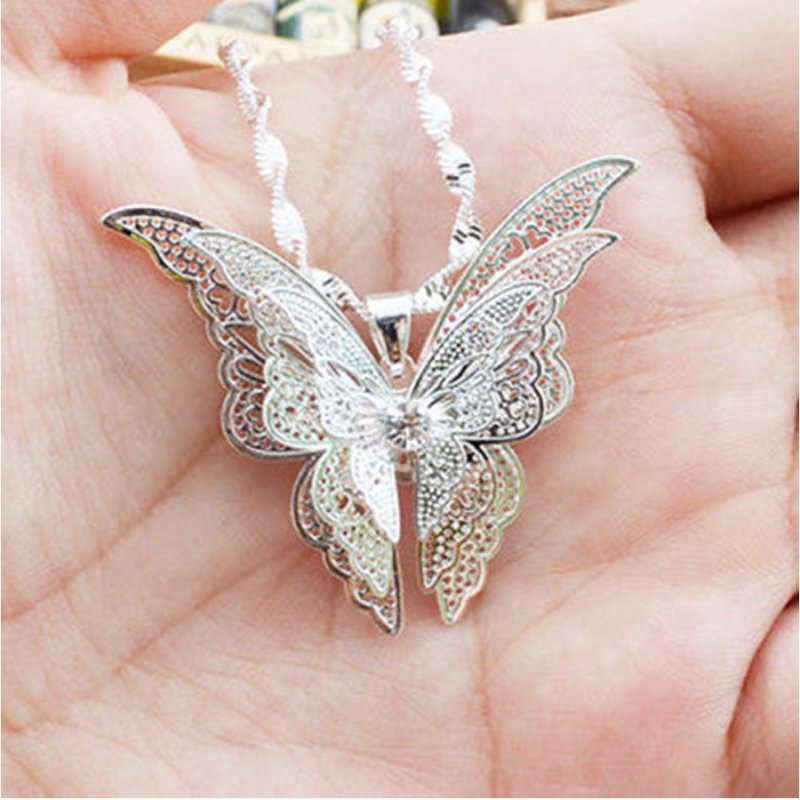Download 1pc Exquisite Fashion Silver Tone Butterfly Necklace Pendant Jewelry Bridal Gift Ebay