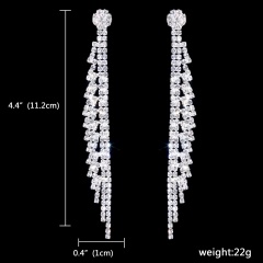 Silver Long Gemstone Earring Fashion Wedding Rhinestone Earring 181-6103