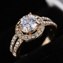 18mm Gold Plated White Stone Elegant Wedding Ring Luxury Jewelry Wholesale Bow tie