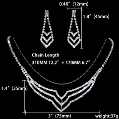 Fashion Silver Rhinestone Necklace Earring Jewelry Set 1402-6433