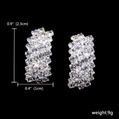 Silver Wedding Earring Rhinestone Arc Shape Earring Jewelry Wholesale 121-6093