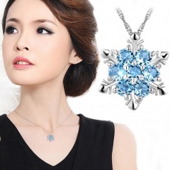 Silver CZ Stone Snow Pandent Necklace Elegant Necklace for Women Snow