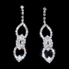 Fashion Rhinestone Silver Bride Earring Elegant Dangle Earring Jewelry Wholesale Heart