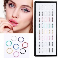 40pcs/box Color Ring Nose Stud Rarrings Body Jewelry Piercing Accessories Plate