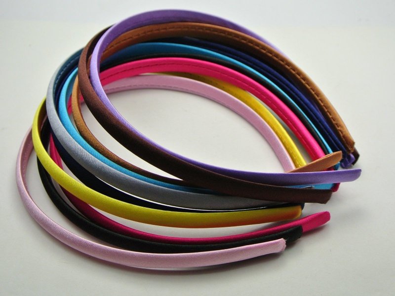 New 15 Mixed Color Candy Plastic Headband Covered Satin Hair Band 10mm DIY Craft