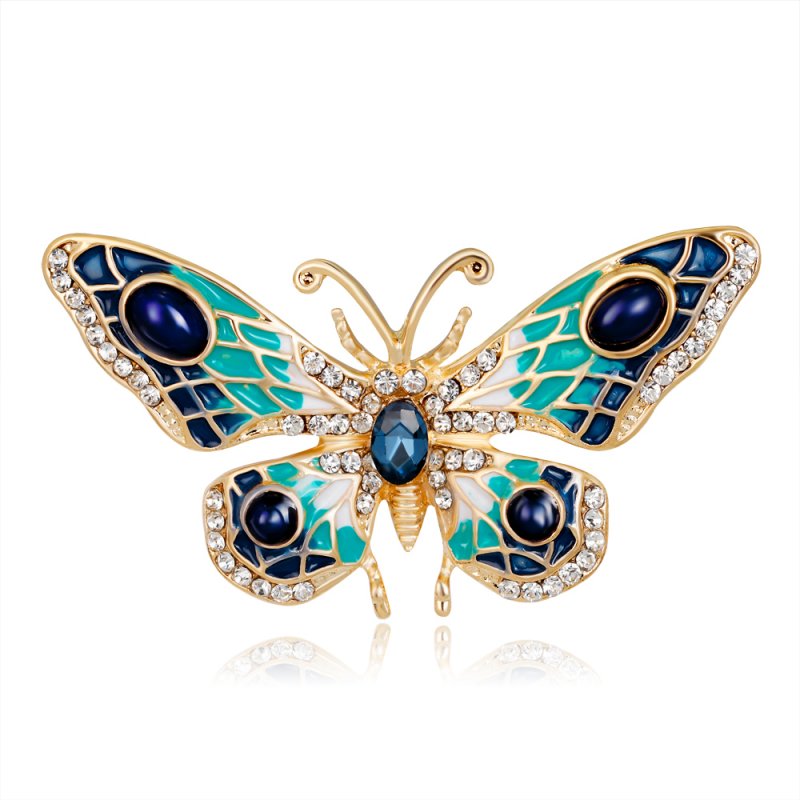 Alloy Butterfly Brooch Rhinestone Gift Ladies Elegant Pearl Corsage Pin ON3
