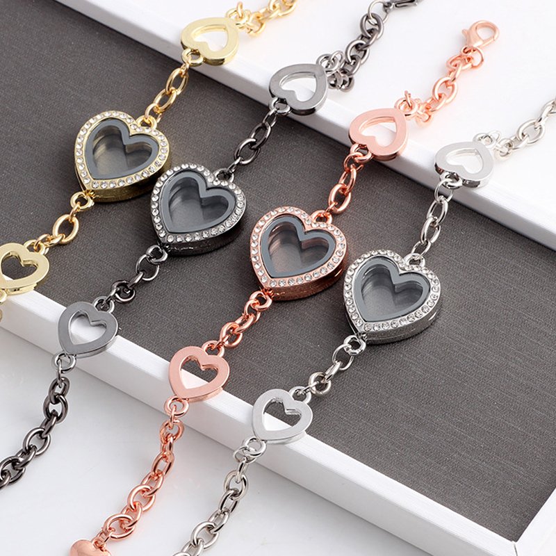 1pc Médaillon Coeur flottant Médaillon Bracelets Wholesale Mémoire vivante Médaillon Lot