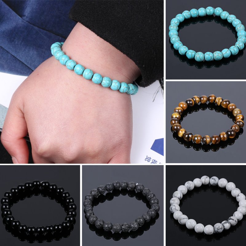 1X Fashion Man/'s Natural Lava Stone Agate Bracelet Charm Bracelet Jewelry 8mm