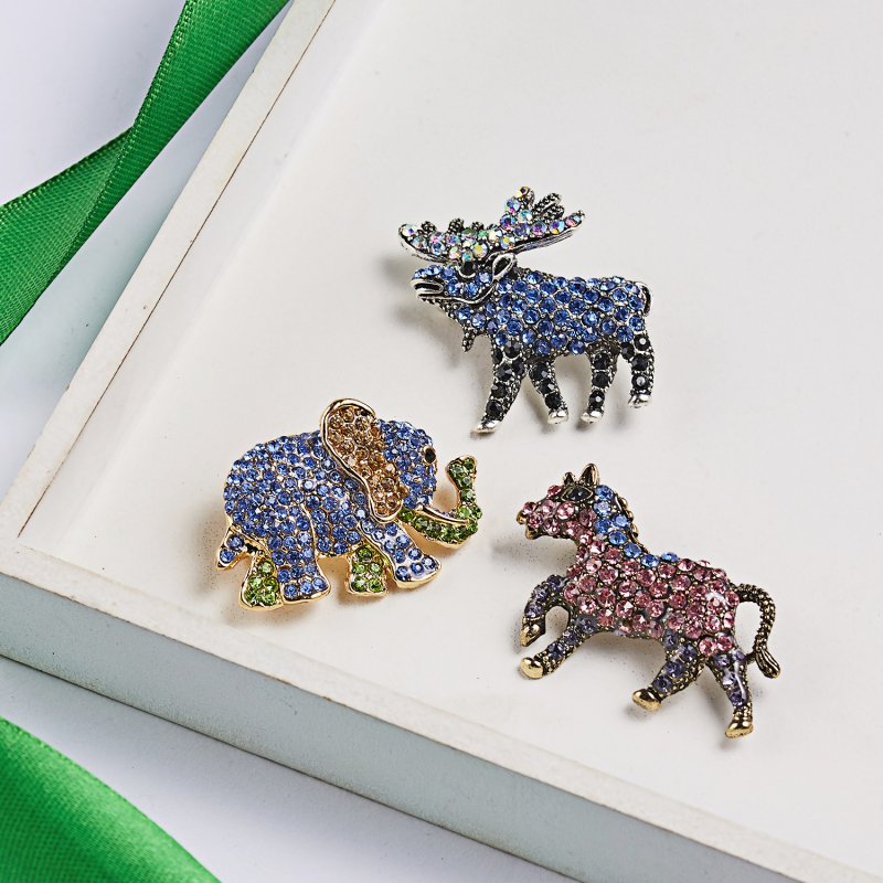 Nuevo Moda aniaml Caballo Jirafa Cristal Gema Broche Pin Joyas Regalo De Navidad